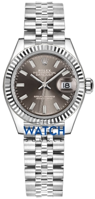 Buy this new Rolex Lady Datejust 28mm Stainless Steel 279174 Dark Grey Index Jubilee ladies watch for the discount price of £8,700.00. UK Retailer.